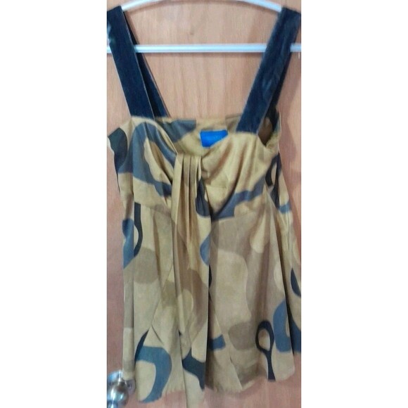 Simply Vera Wang GOLD/ BLUES Tank Top Size 6 Womens 1/2 Zip Side  VERY PRETTY - Picture 3 of 11